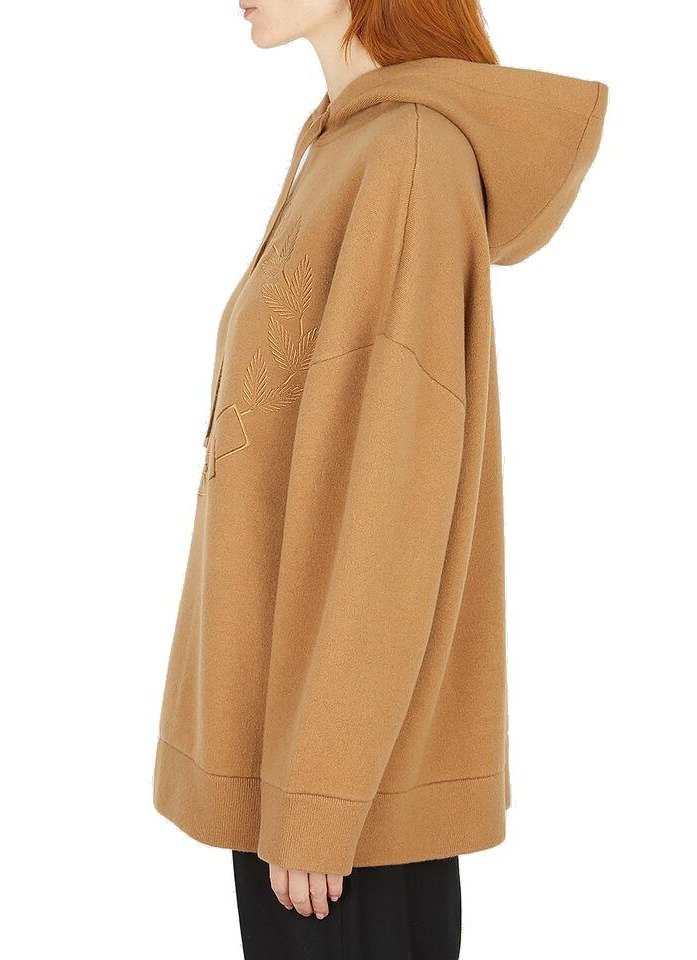 Burberry Embroidered Oak Leaf Crest Drawstring Hoodie