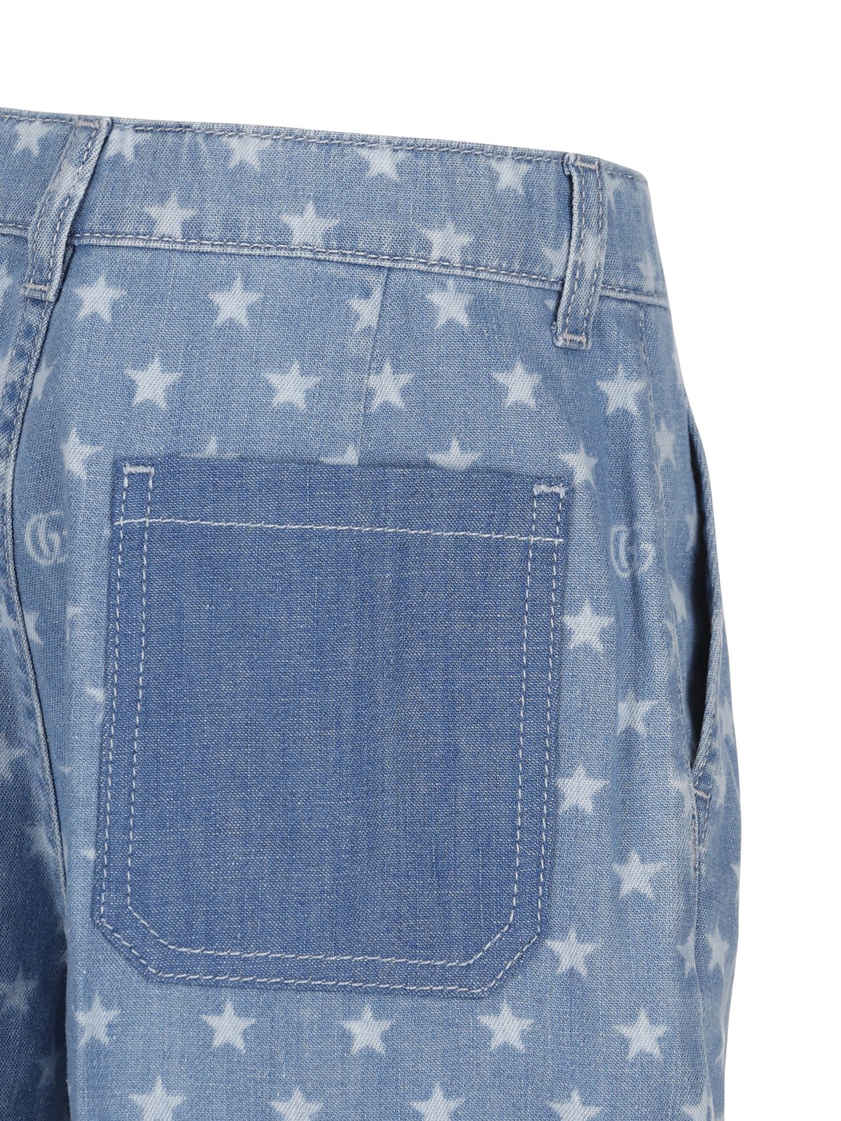 Gucci キッズ オールオーバー スター プリント デニム ショーツ