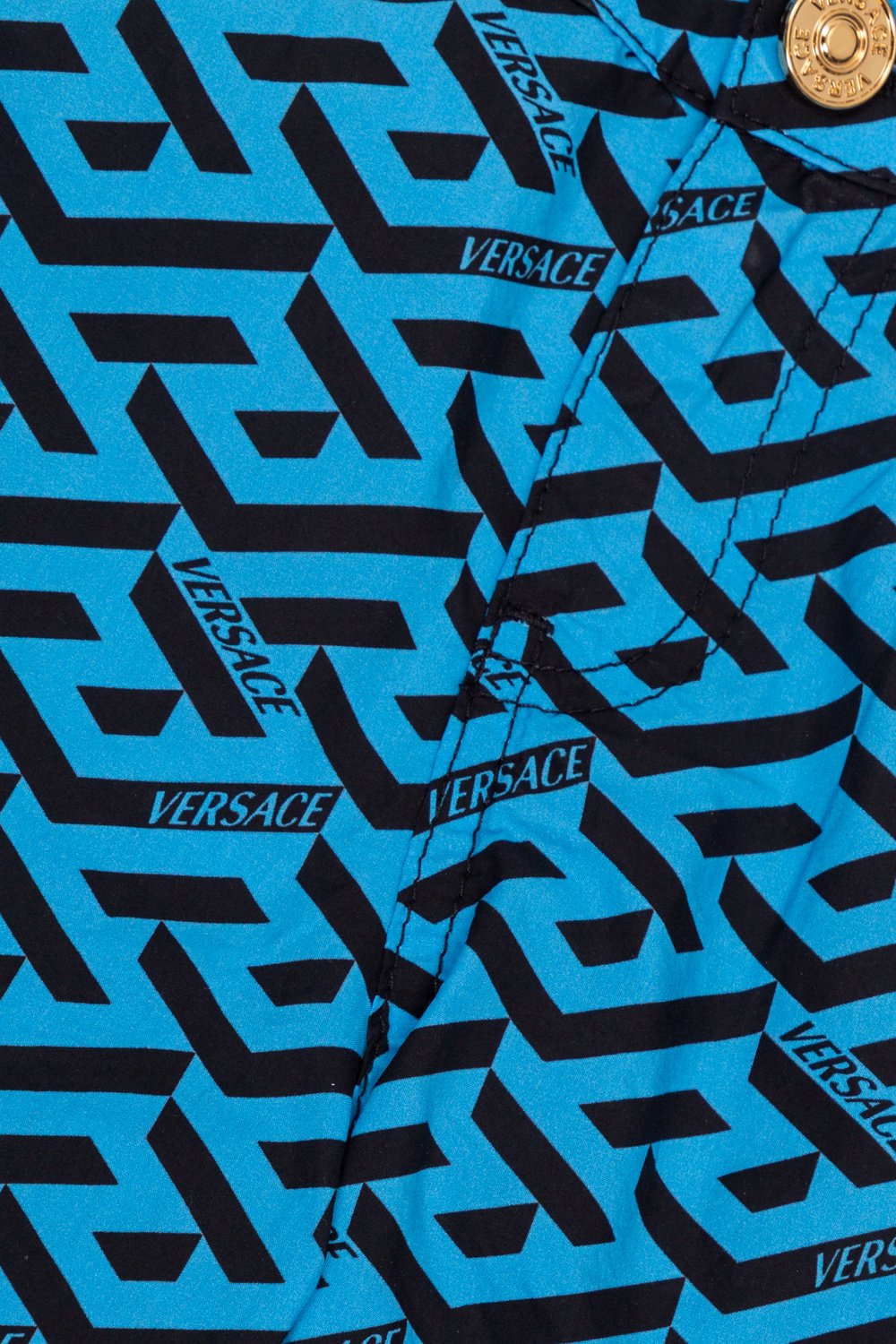 Versace Kids La Greca Logo Patch Shorts