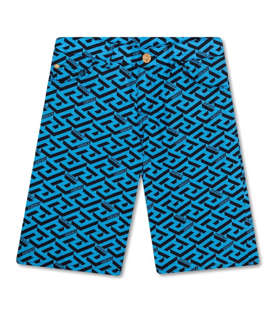Versace Kids La Greca Logo Patch Shorts