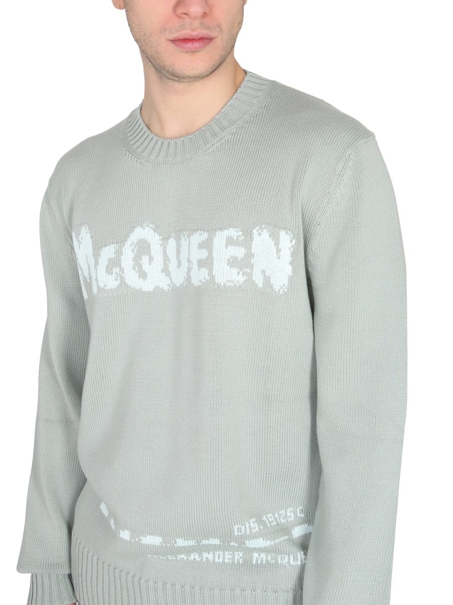Alexander McQueen Graffiti Logo Intarsia Knitted Jumper