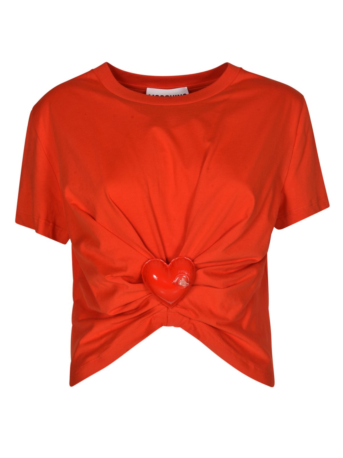 Moschino Ruffled Crewneck Cropped T-Shirt