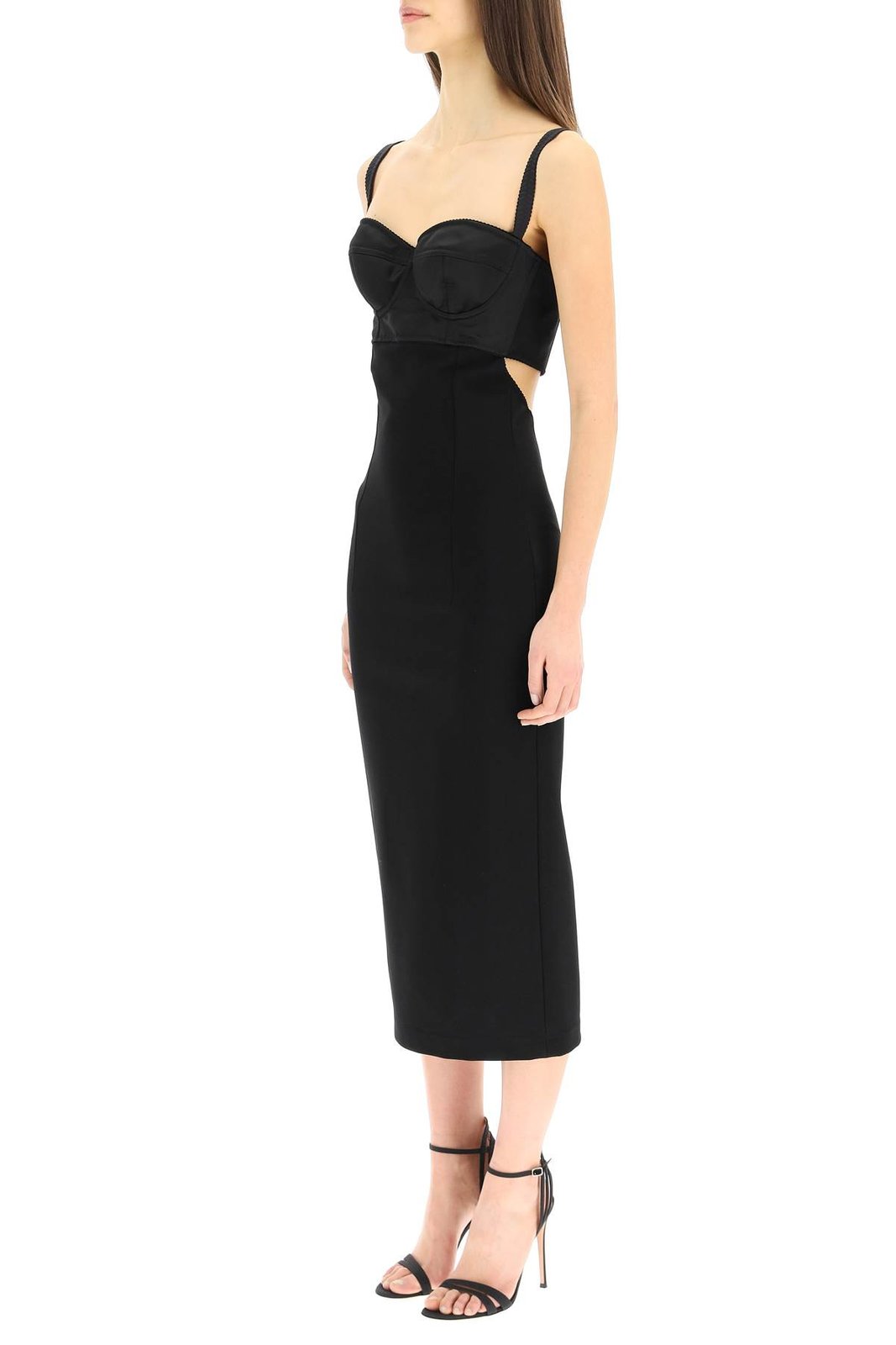 Dolce & Gabbana Cut Out Spaghetti Strap Midi Dress