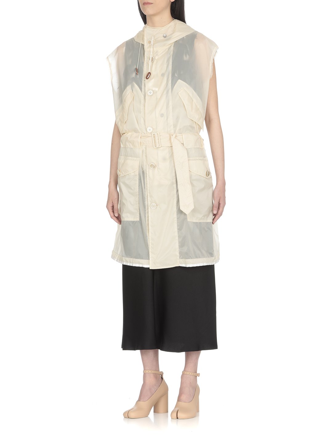 Maison Margiela Belted Hooded Sleeveless Jacket