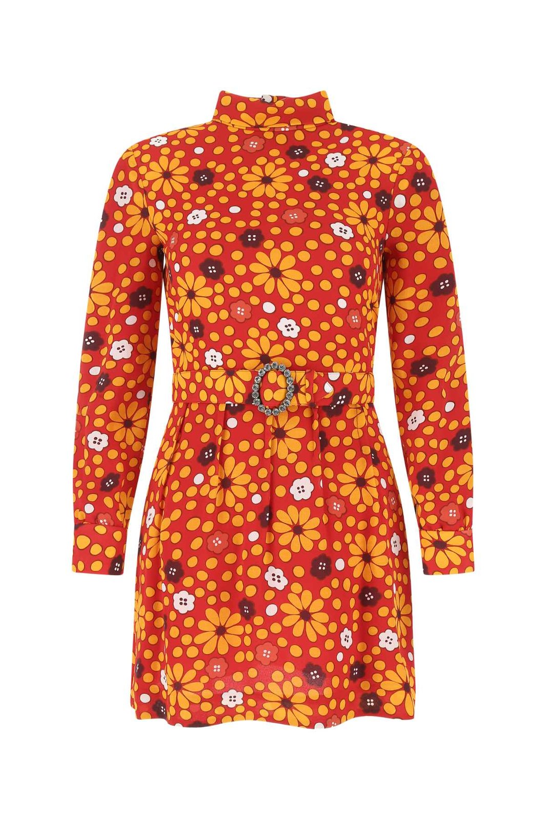 Saint Laurent フローラル プリント カットアウト ミニドレス