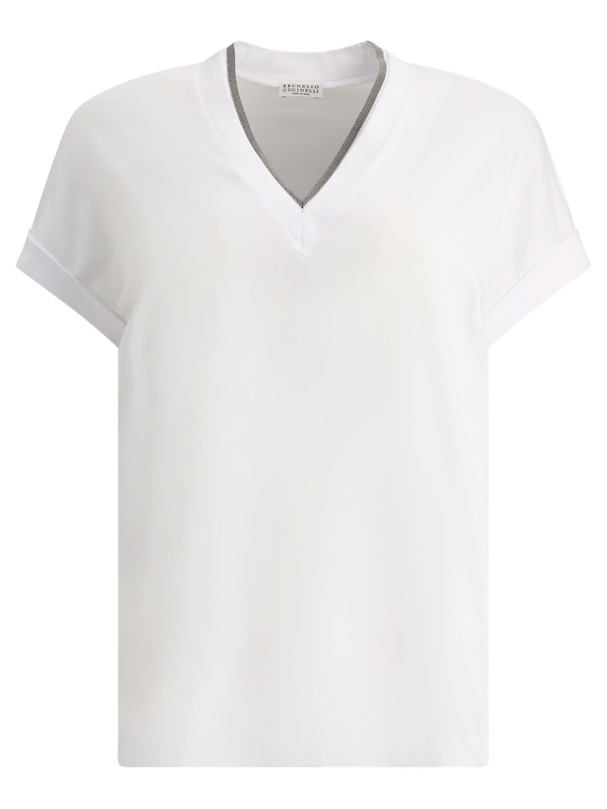 Brunello Cucinelli Embellished V-Neck T-Shirt