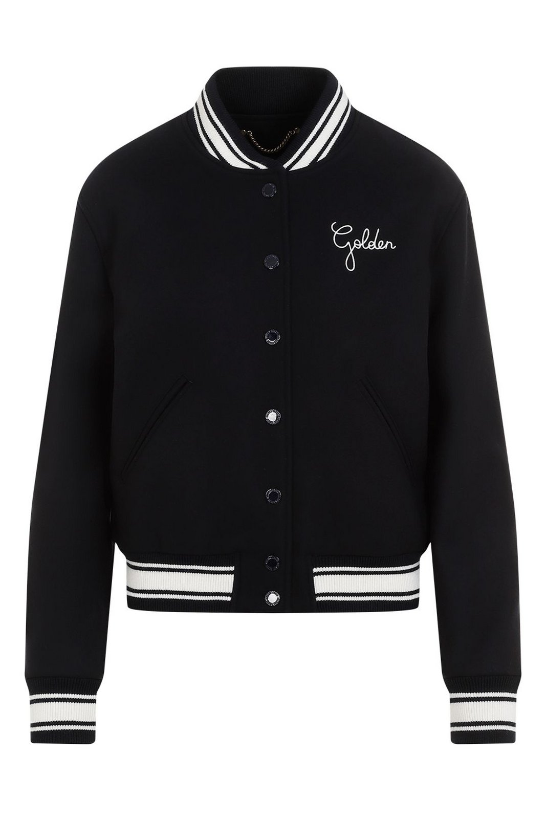 Golden Goose Deluxe Brand Logo Embroidered Striped Baseball Jacket