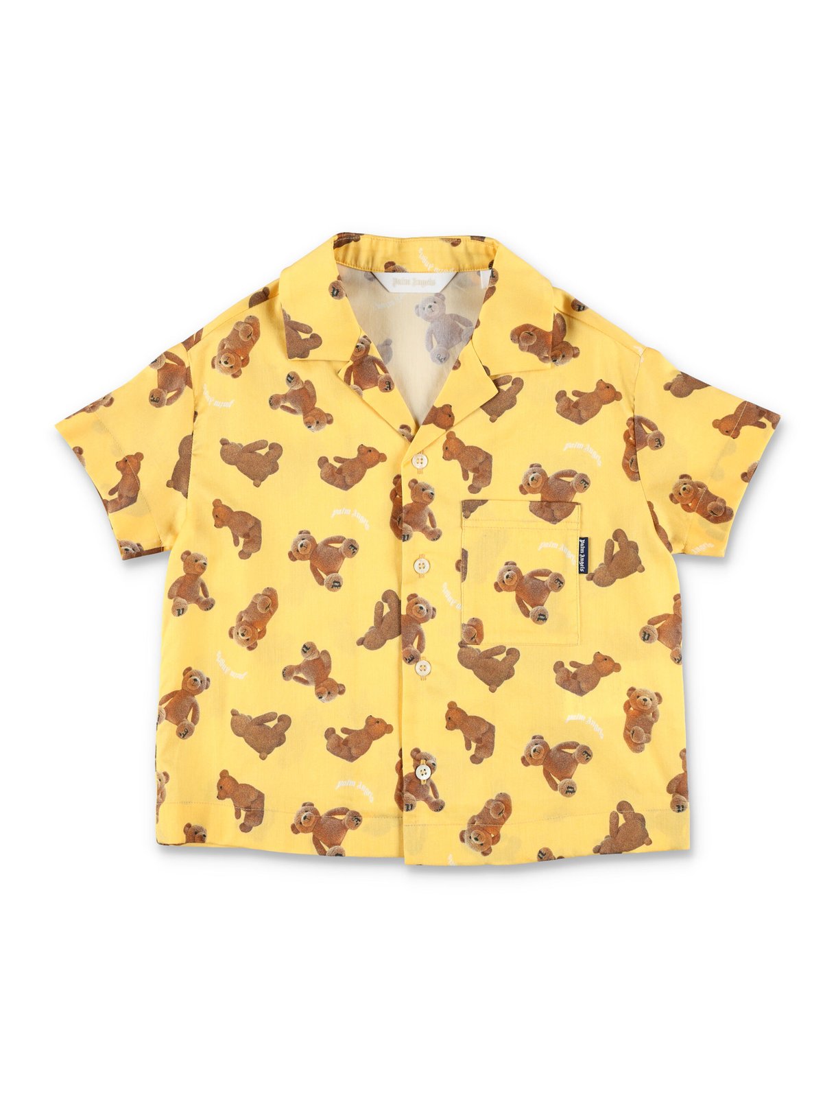 Palm Angels Kids Teddy Bear Printed Short-Sleeved Bowling Shirt
