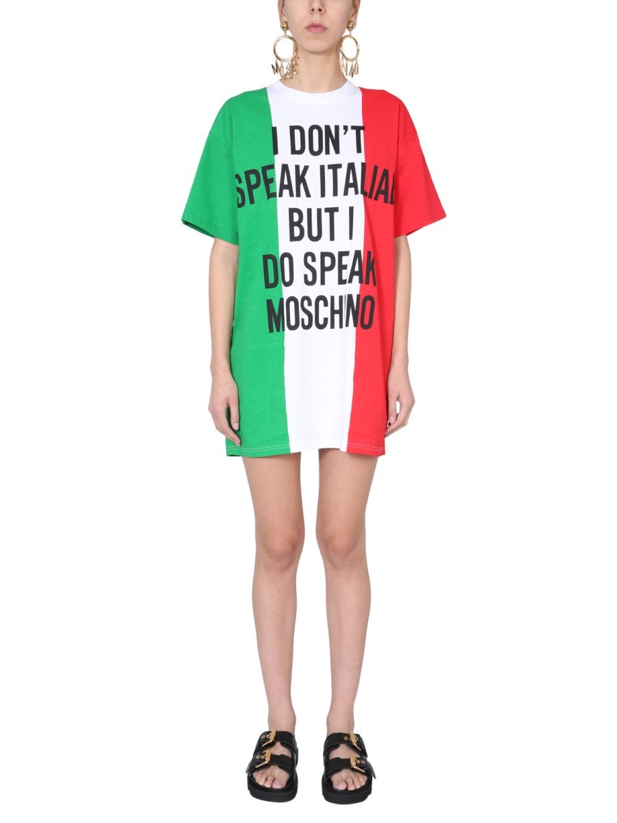 Moschino Italian Slogan Print T-Shirt Dress