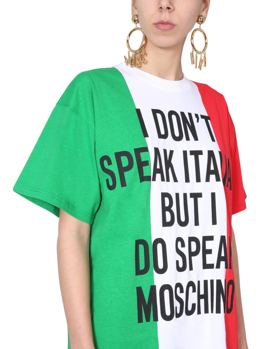 Moschino Italian Slogan Print T-Shirt Dress
