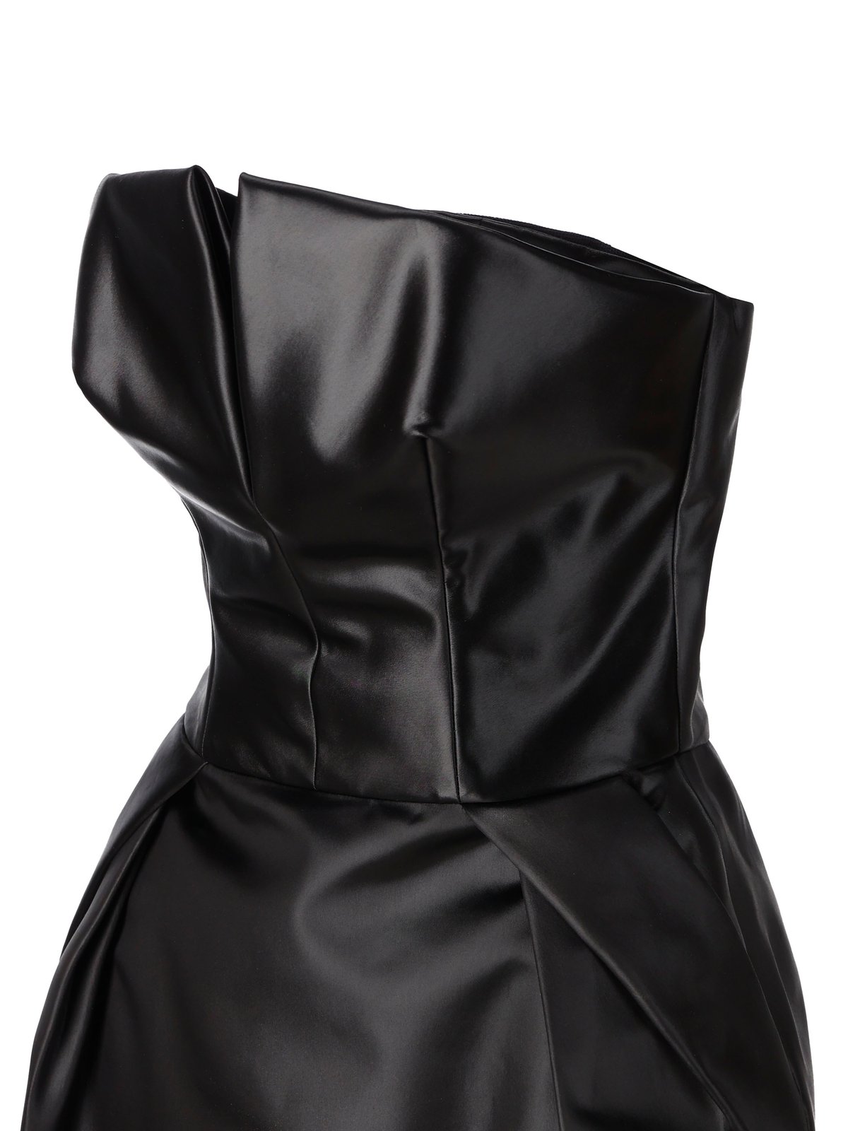 Maison Margiela 스트랩리스 플리츠 디테일 미디 드레스