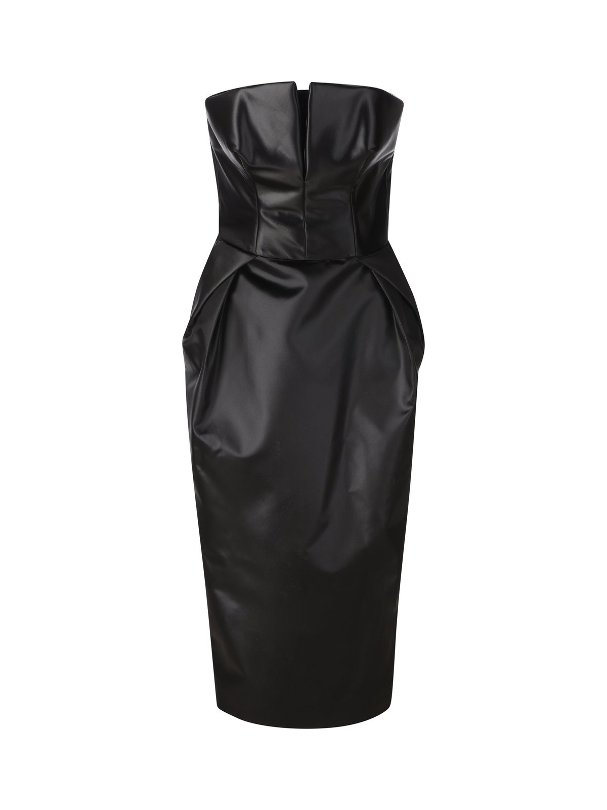 Maison Margiela 스트랩리스 플리츠 디테일 미디 드레스