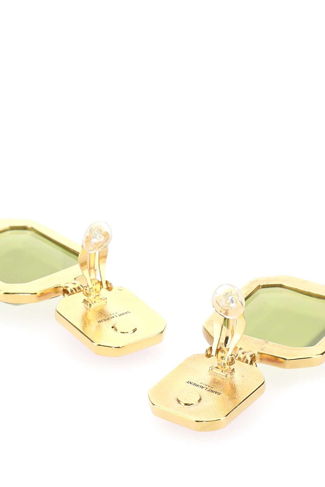 Saint Laurent Octagon Logo Engraved Earrings