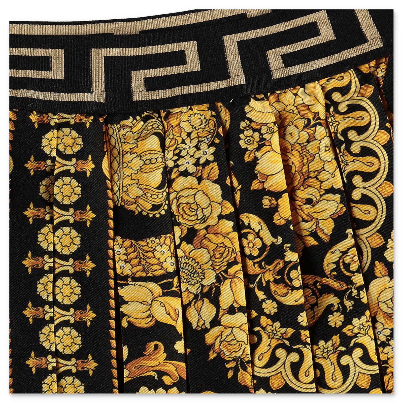 Versace Kids Barocco Printed Fully Pleated Mini Skirt