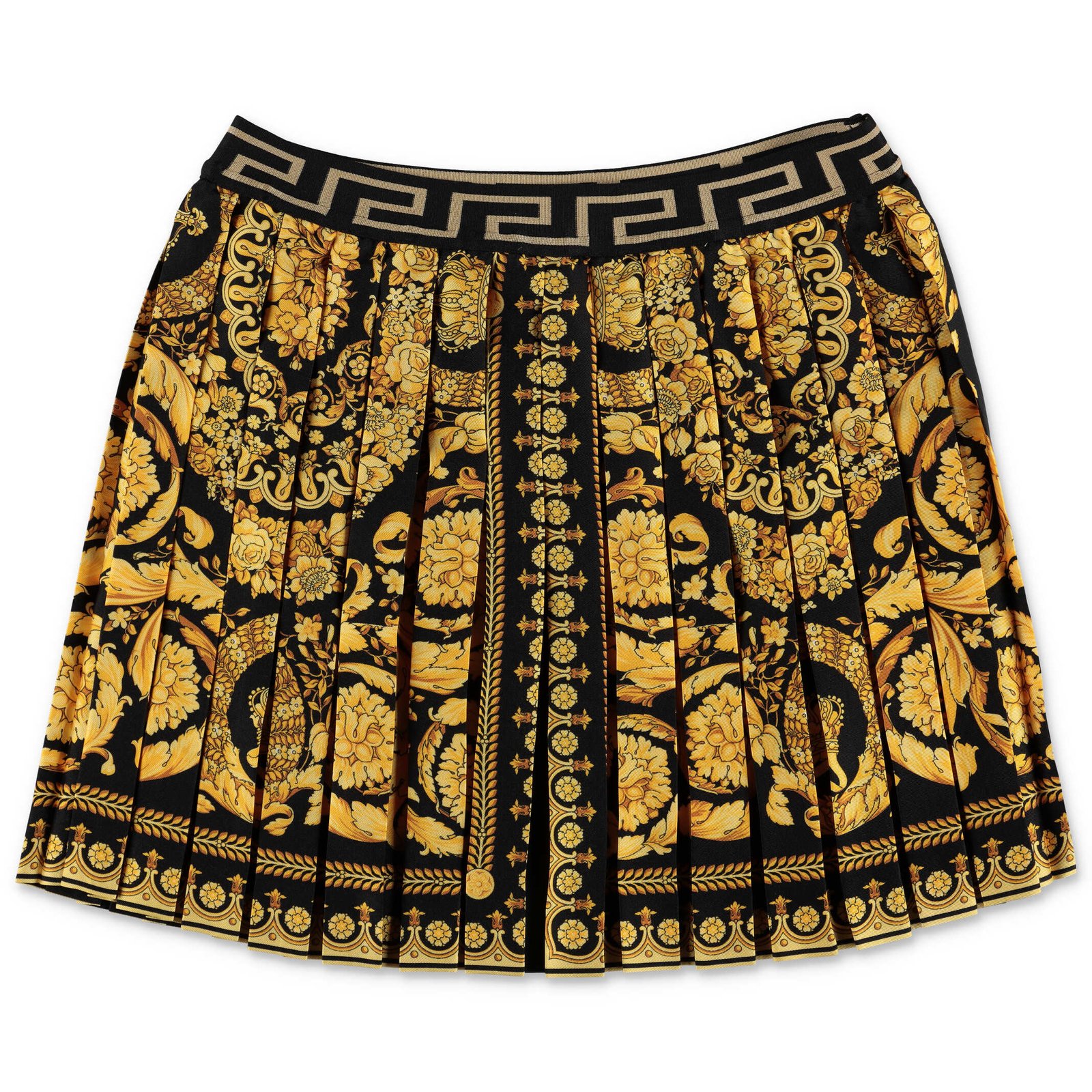 Versace Kids Barocco Printed Fully Pleated Mini Skirt