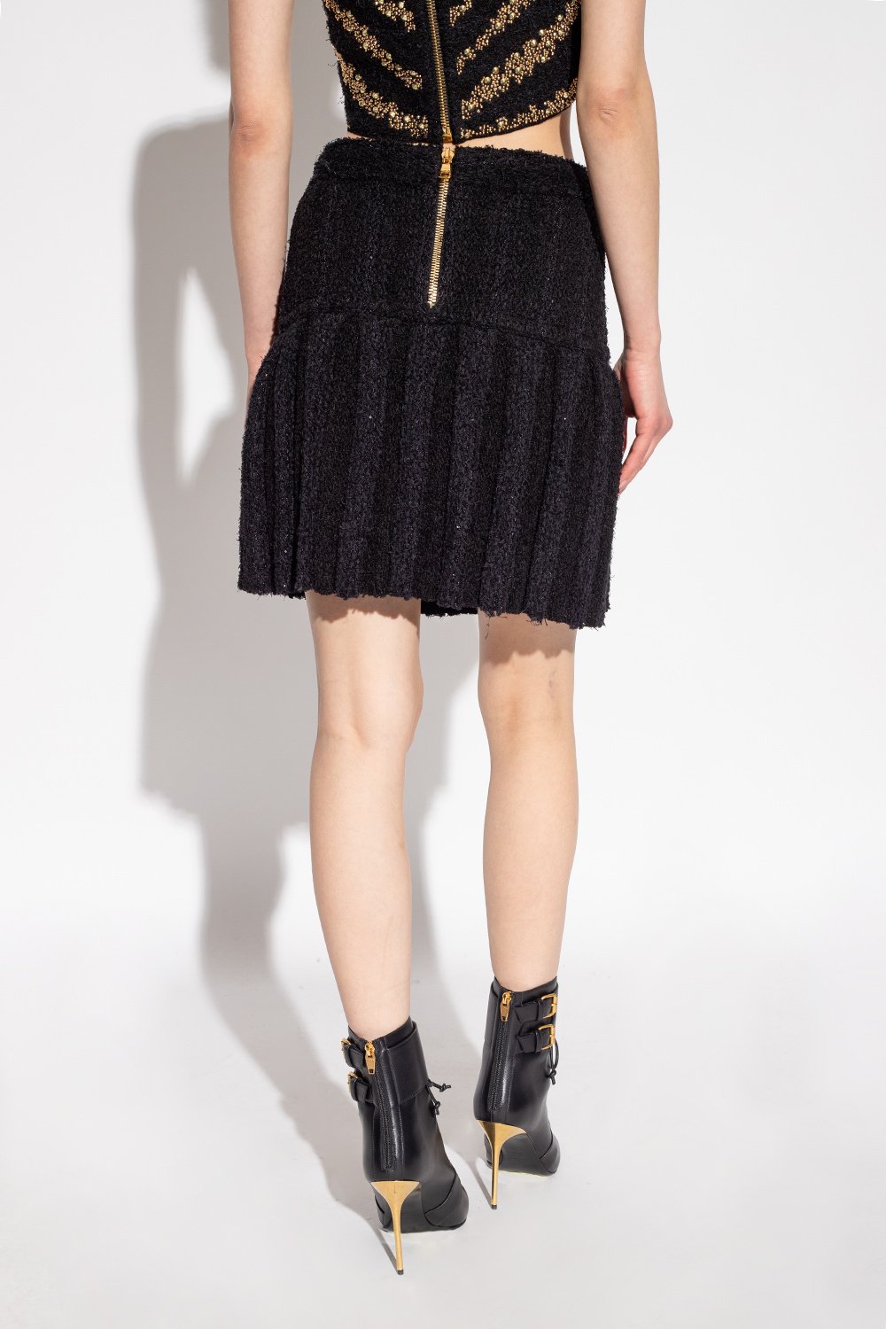 Balmain Buttoned Pleated Skirt