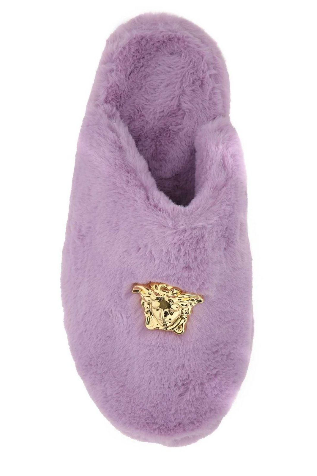 Versace Medusa Plaque Fur Slippers