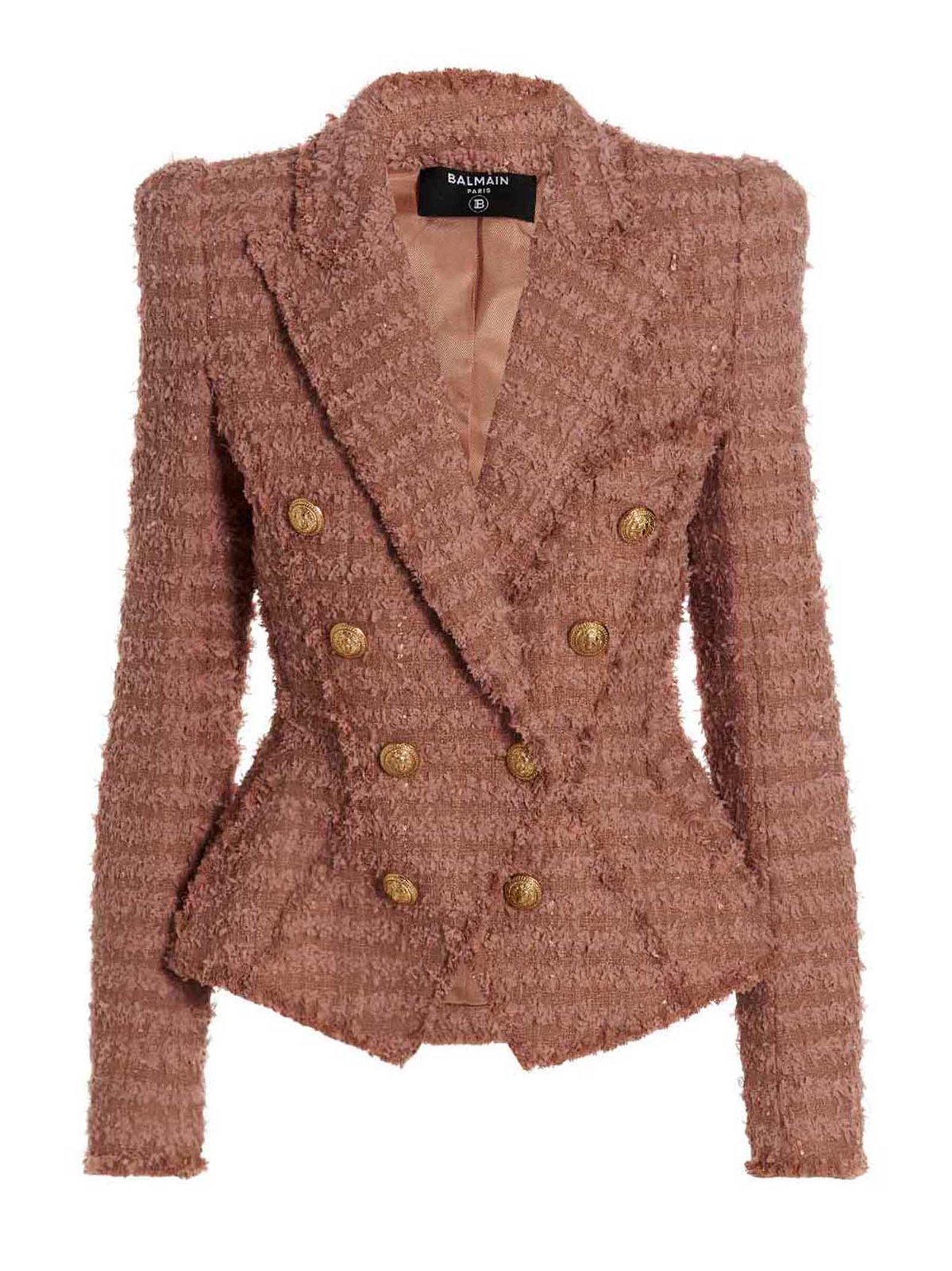 Balmain Tweed Double-Breasted Tailored Blazer