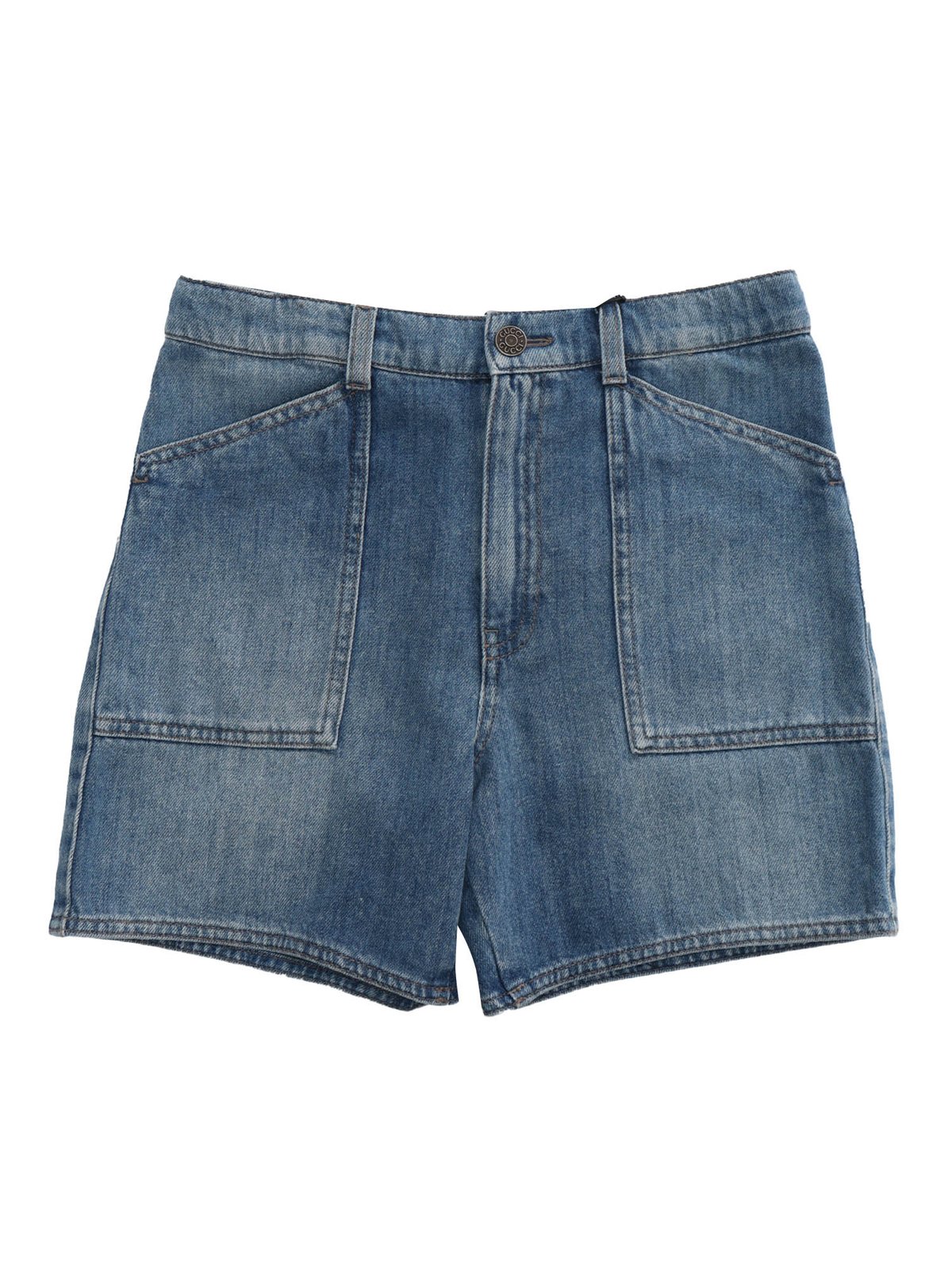 Gucci キッズ ロゴ パッチ デニム ショーツ