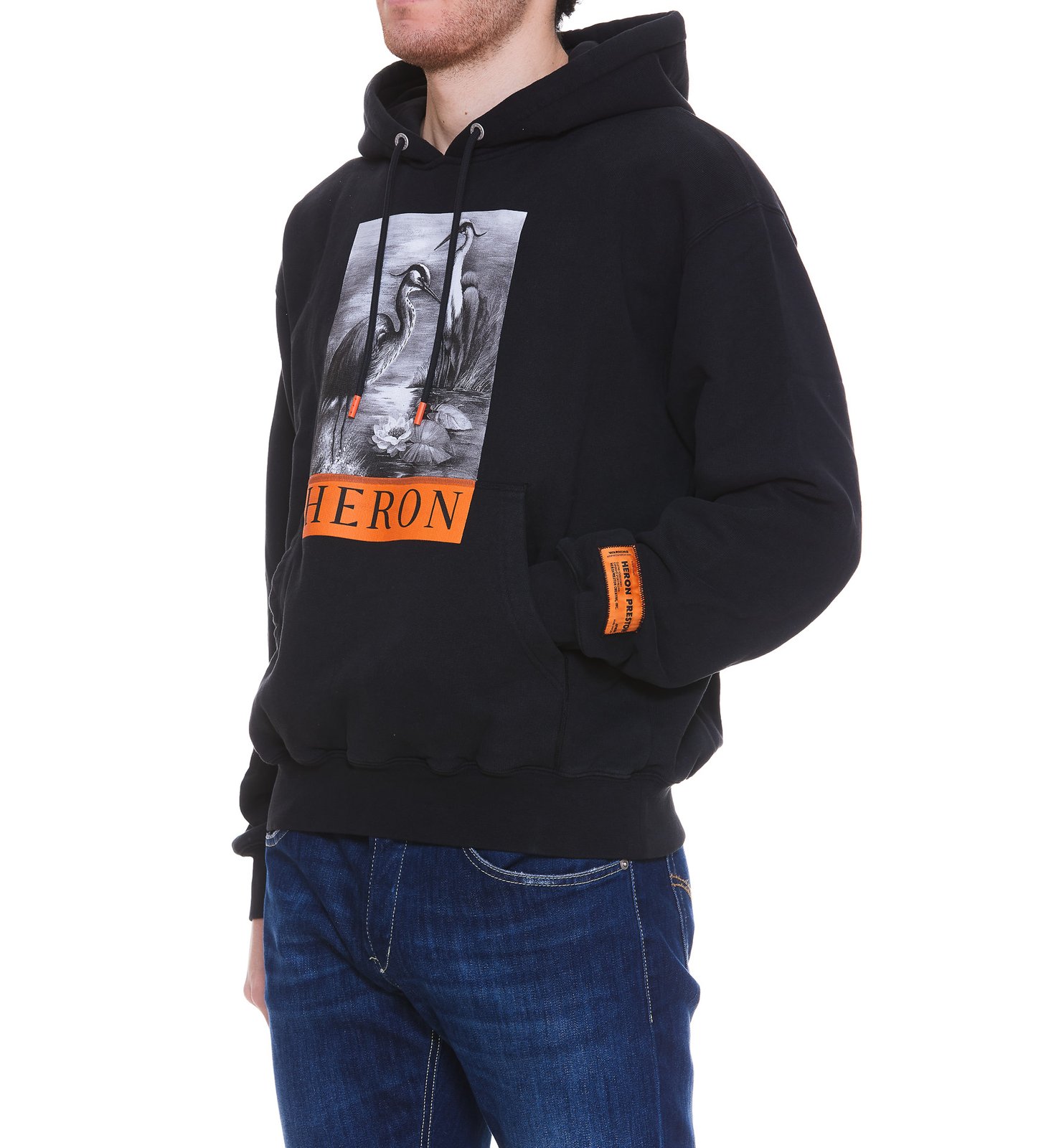 Heron Preston Logo Printed Drawstring Hoodie
