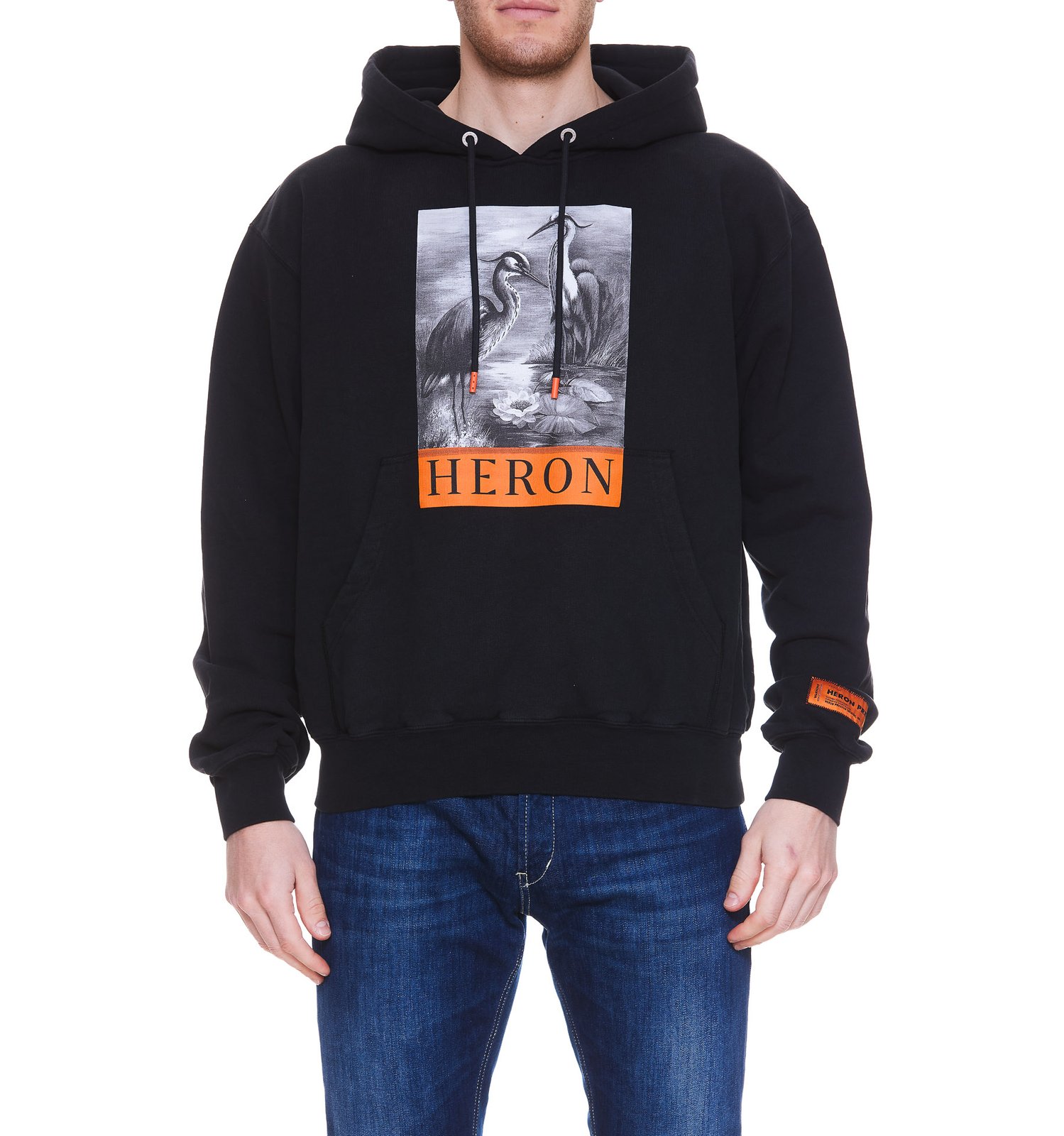 Heron Preston Logo Printed Drawstring Hoodie