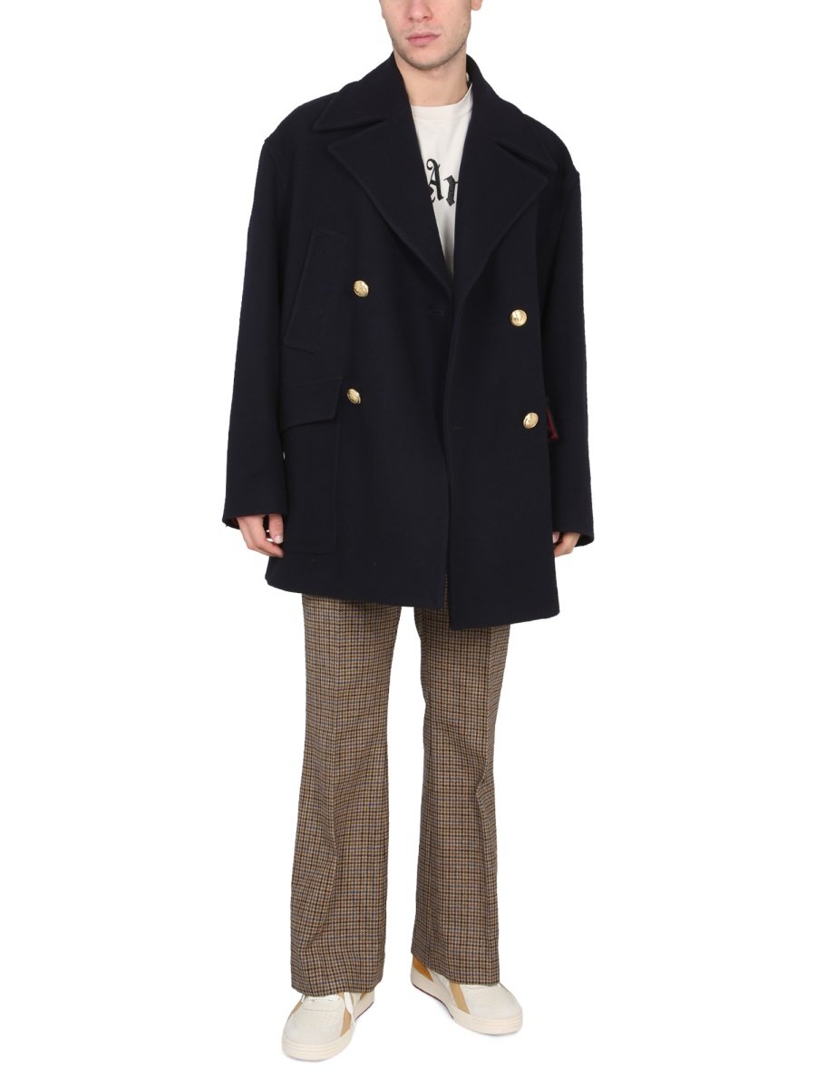 Palm Angels パーム ツリー エンブロイダリー ダブルブレスト コート