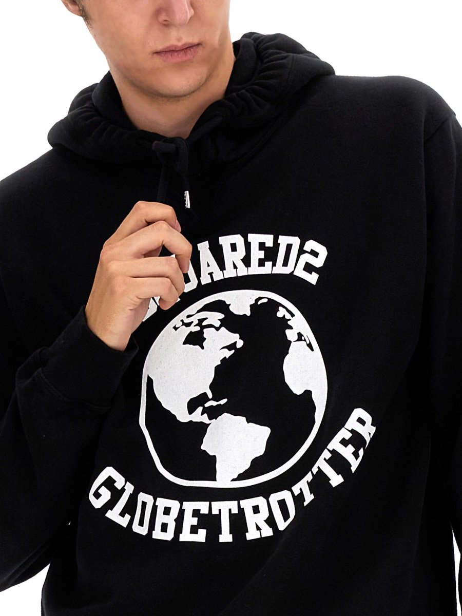 Dsquared2 Globetrotter Logo Printed Drawstring Hoodie