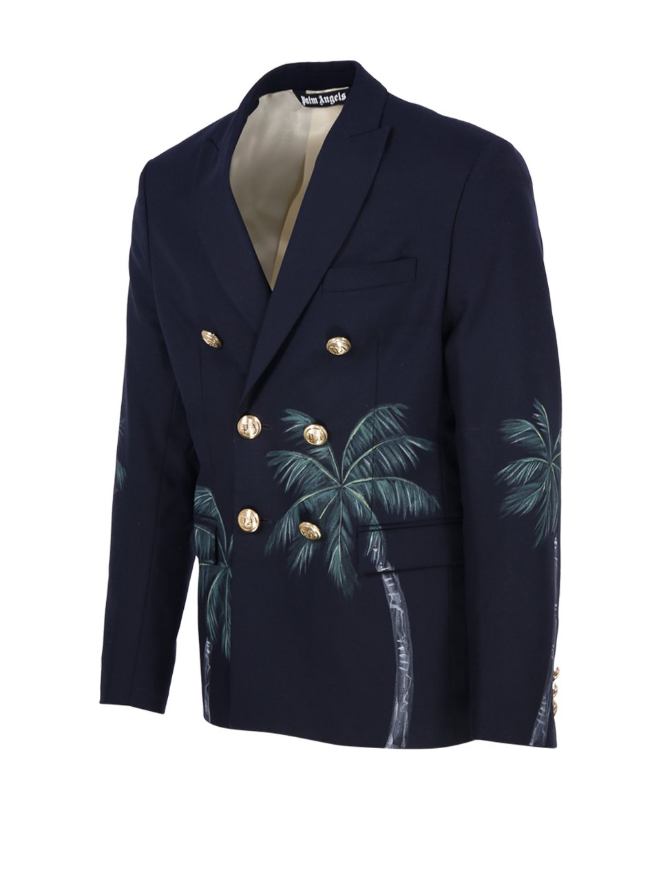 Palm Angels Palm Tree Printed Double Breasted Jacket