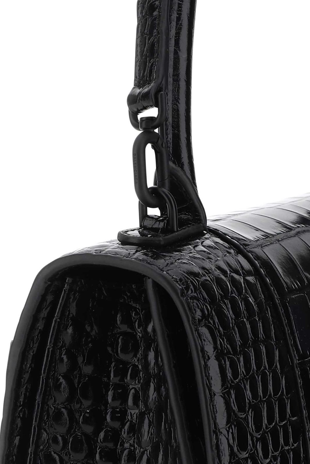 Balenciaga Hourglass Crocodile Embossed Top Handle Bag