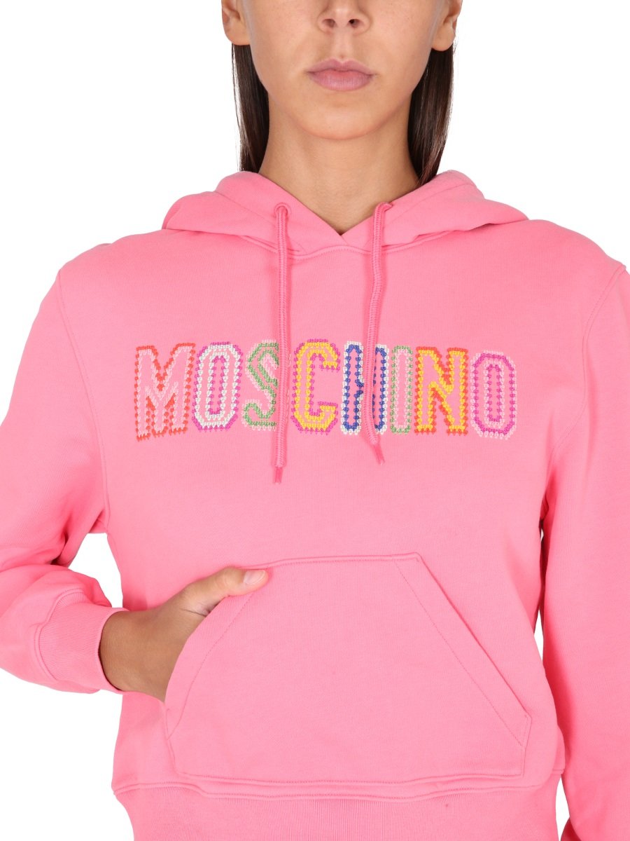 Moschino Logo-Embroidered Drawstring Hoodie
