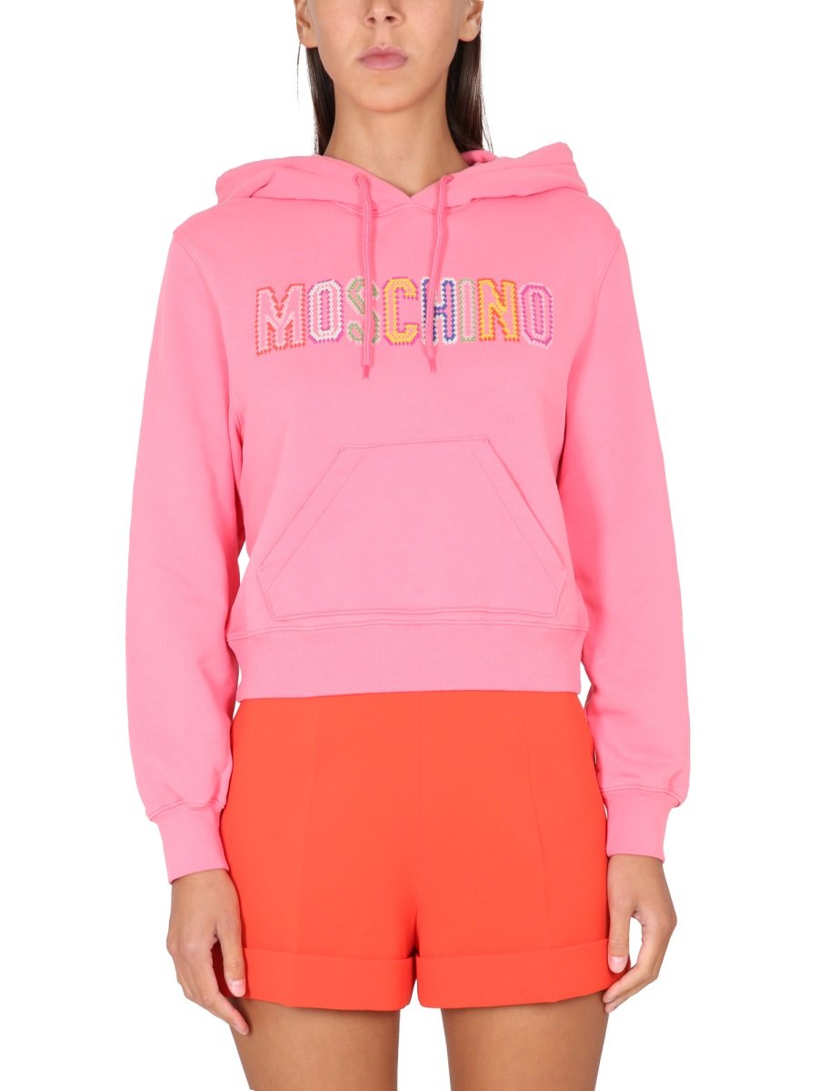Moschino Logo-Embroidered Drawstring Hoodie