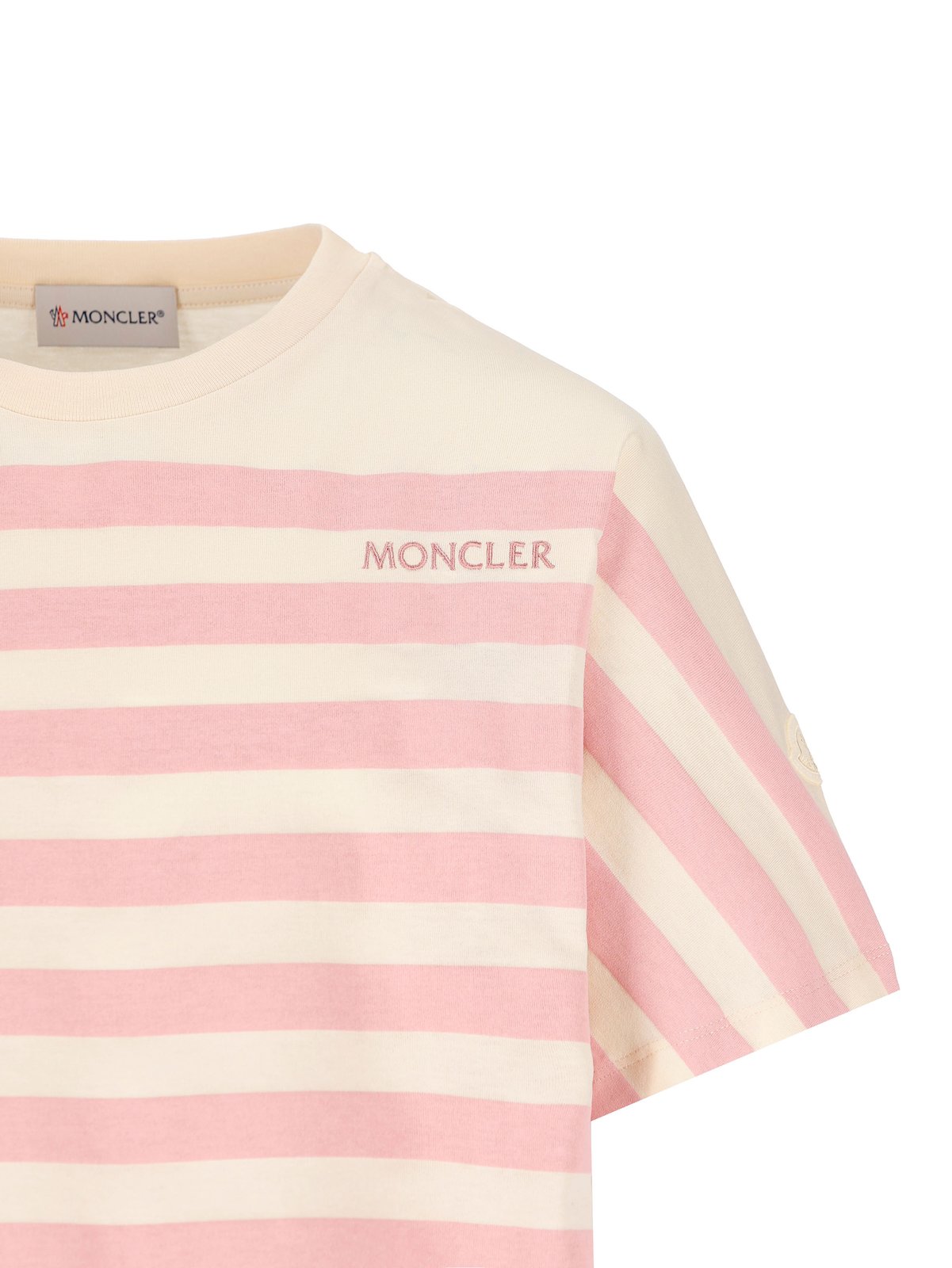 Moncler Enfant Logo Printed Striped Crewneck T-Shirt
