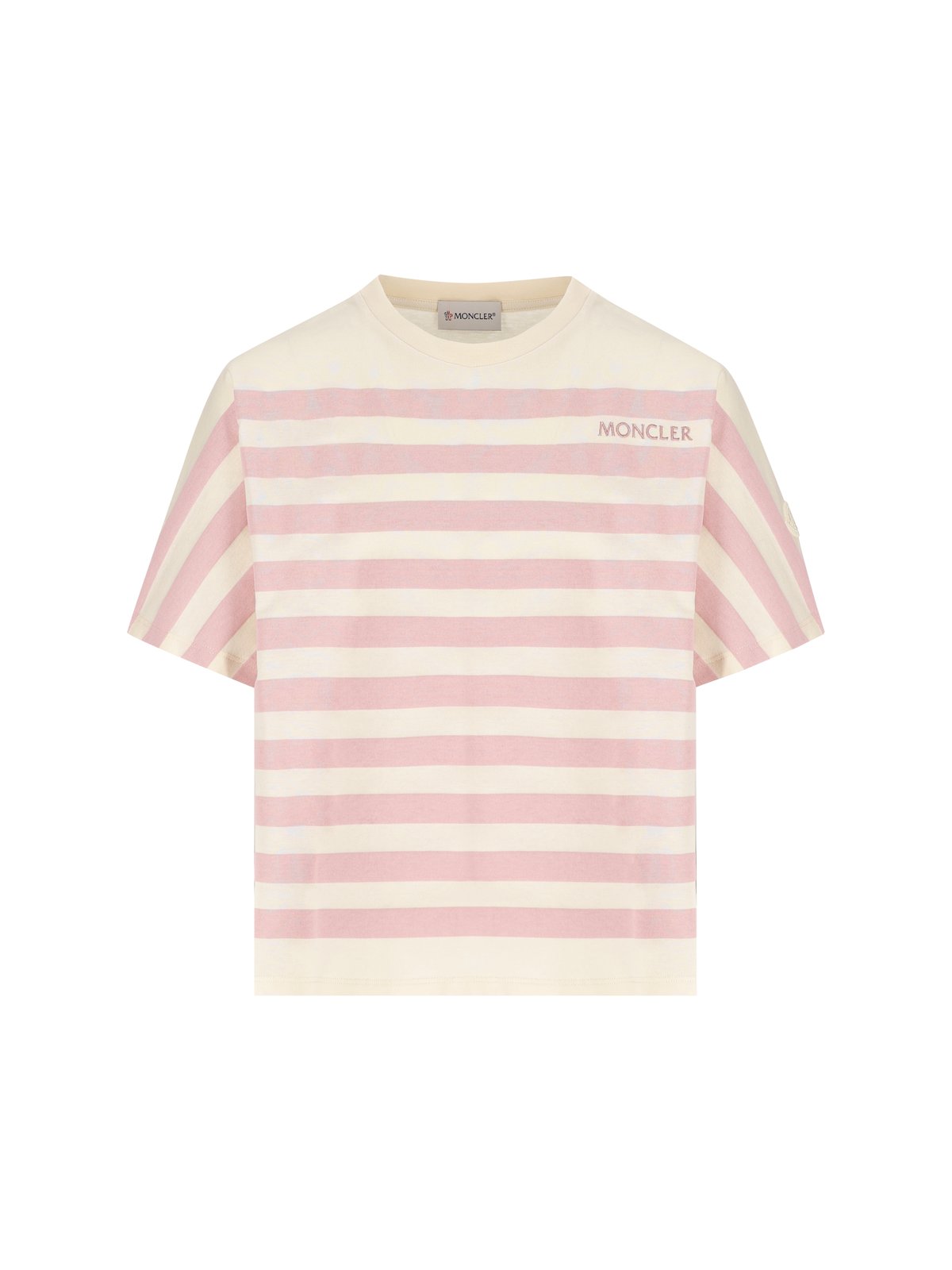 Moncler Enfant Logo Printed Striped Crewneck T-Shirt