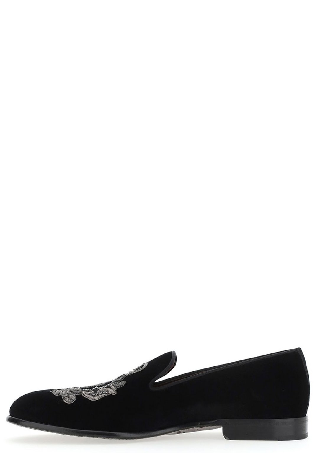 Dolce & Gabbana Velvet Embroidered Slip-On Loafers