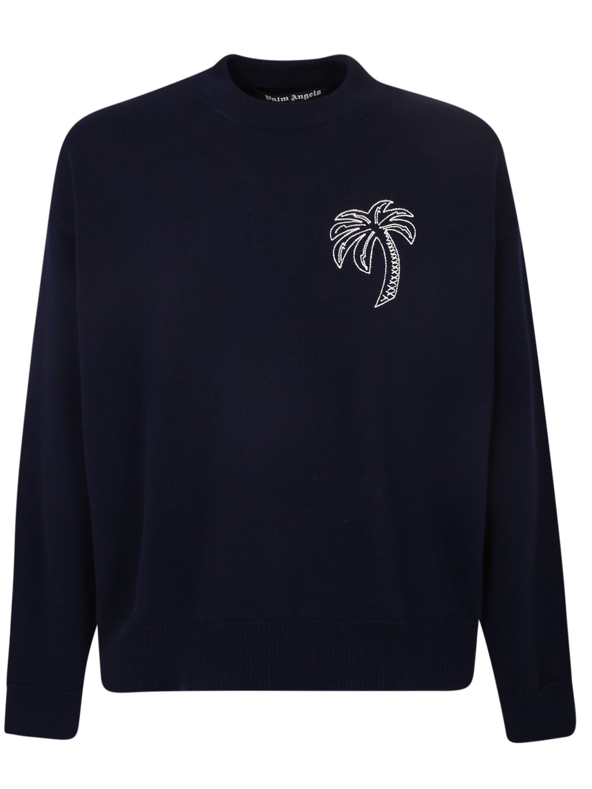 Palm Angels Logo Intarsia Knit Crewneck Jumper