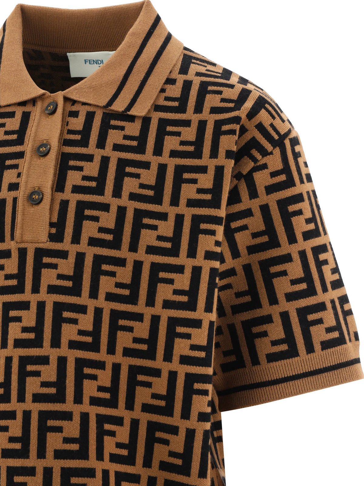 Fendi Kids FF Motif Knitted Polo Shirt