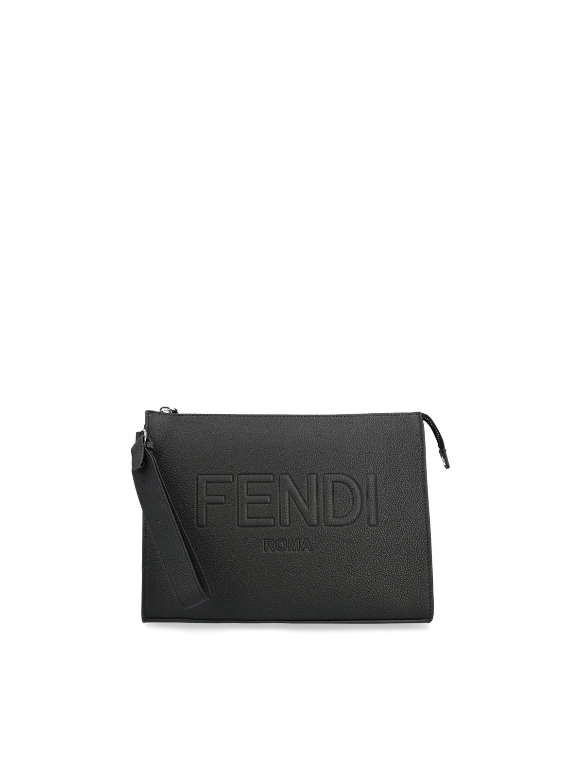 Fendi 標誌壓花拉鍊手拿包