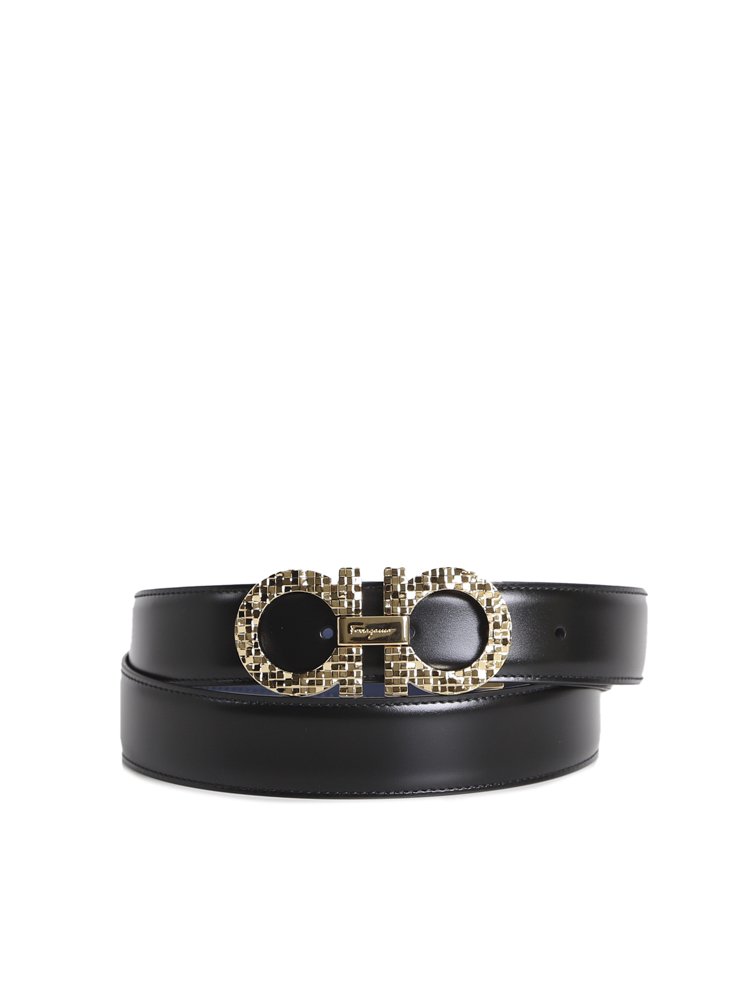 菲拉格慕 (Ferragamo) 標誌雕刻雙面扣帶