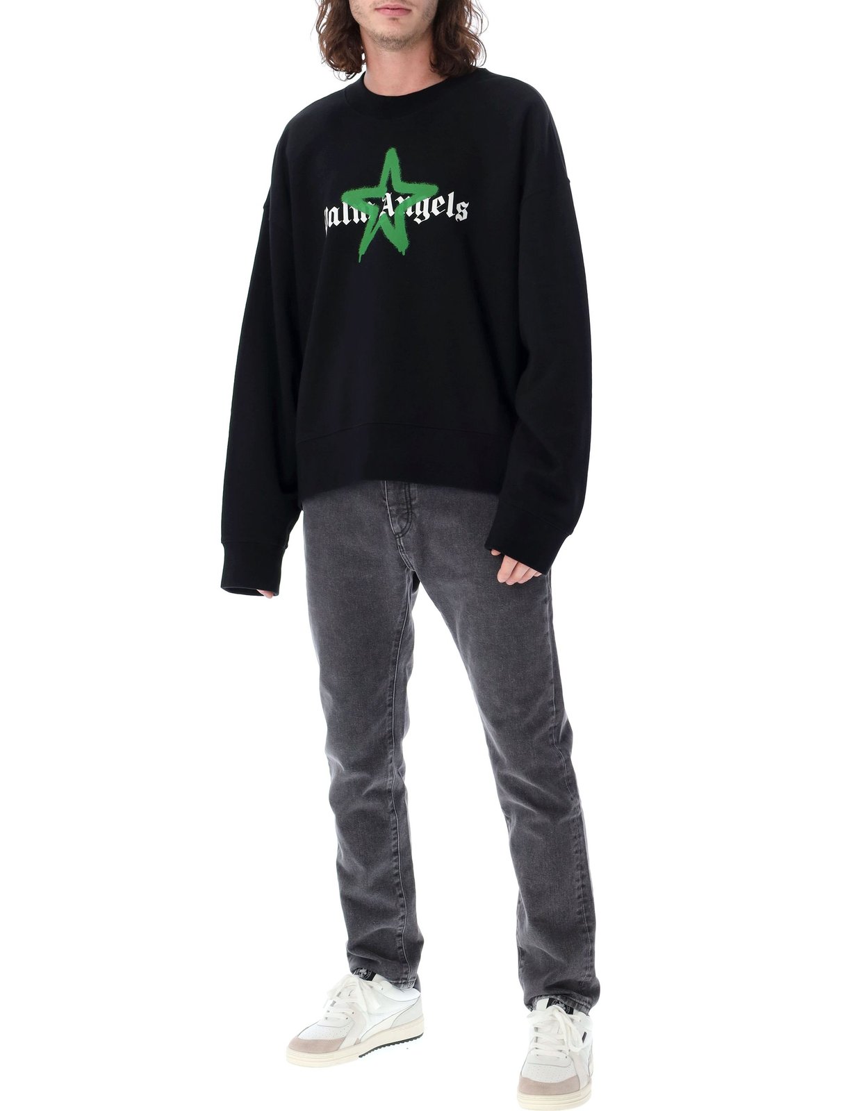 Palm Angels 標誌印花長袖圓領運動衫