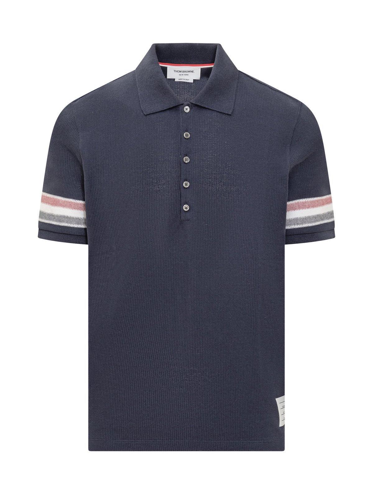 Thom Browne ロゴ パッチ ストライプ ポロシャツ