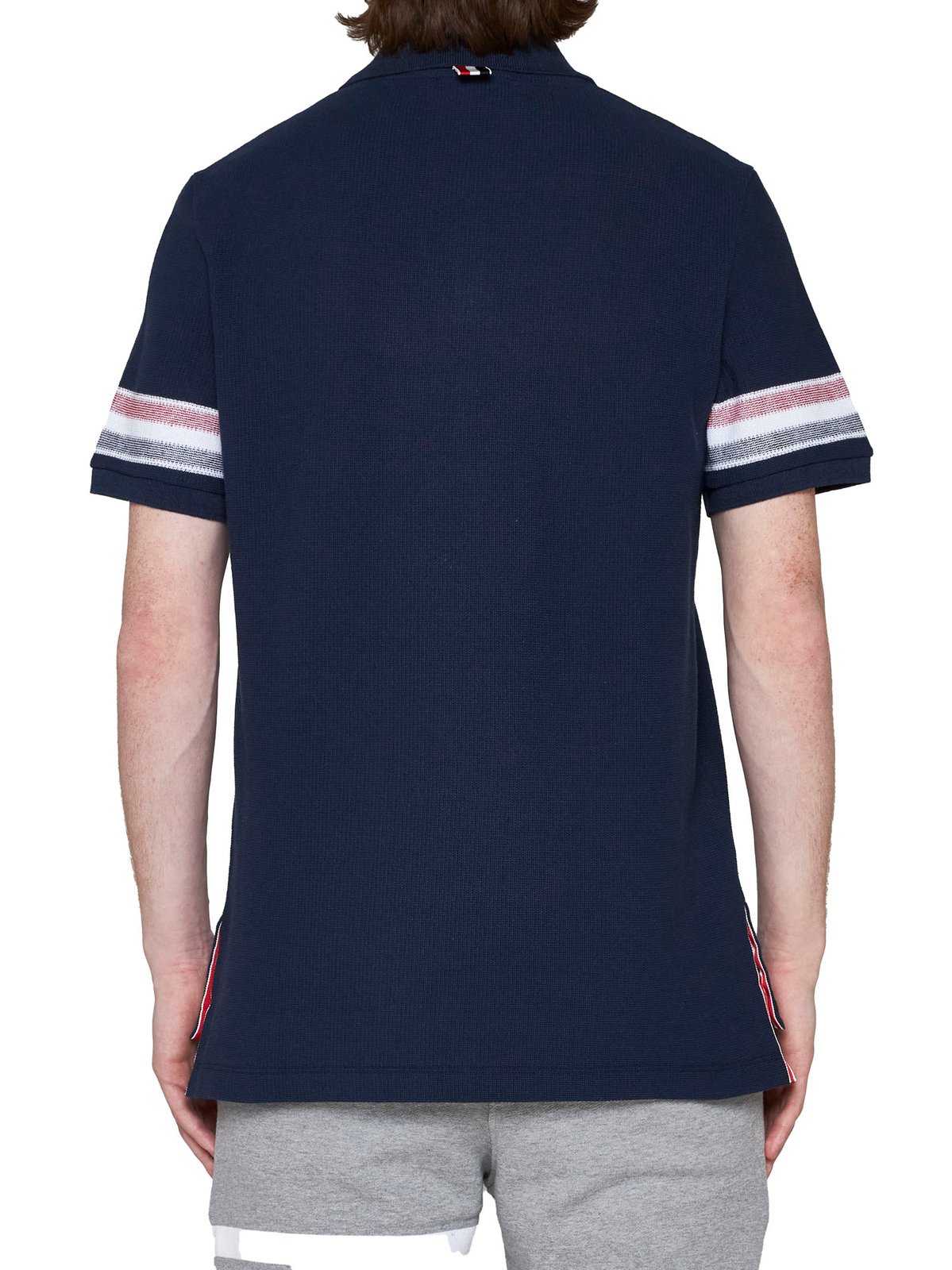 Thom Browne ロゴ パッチ ストライプ ポロシャツ