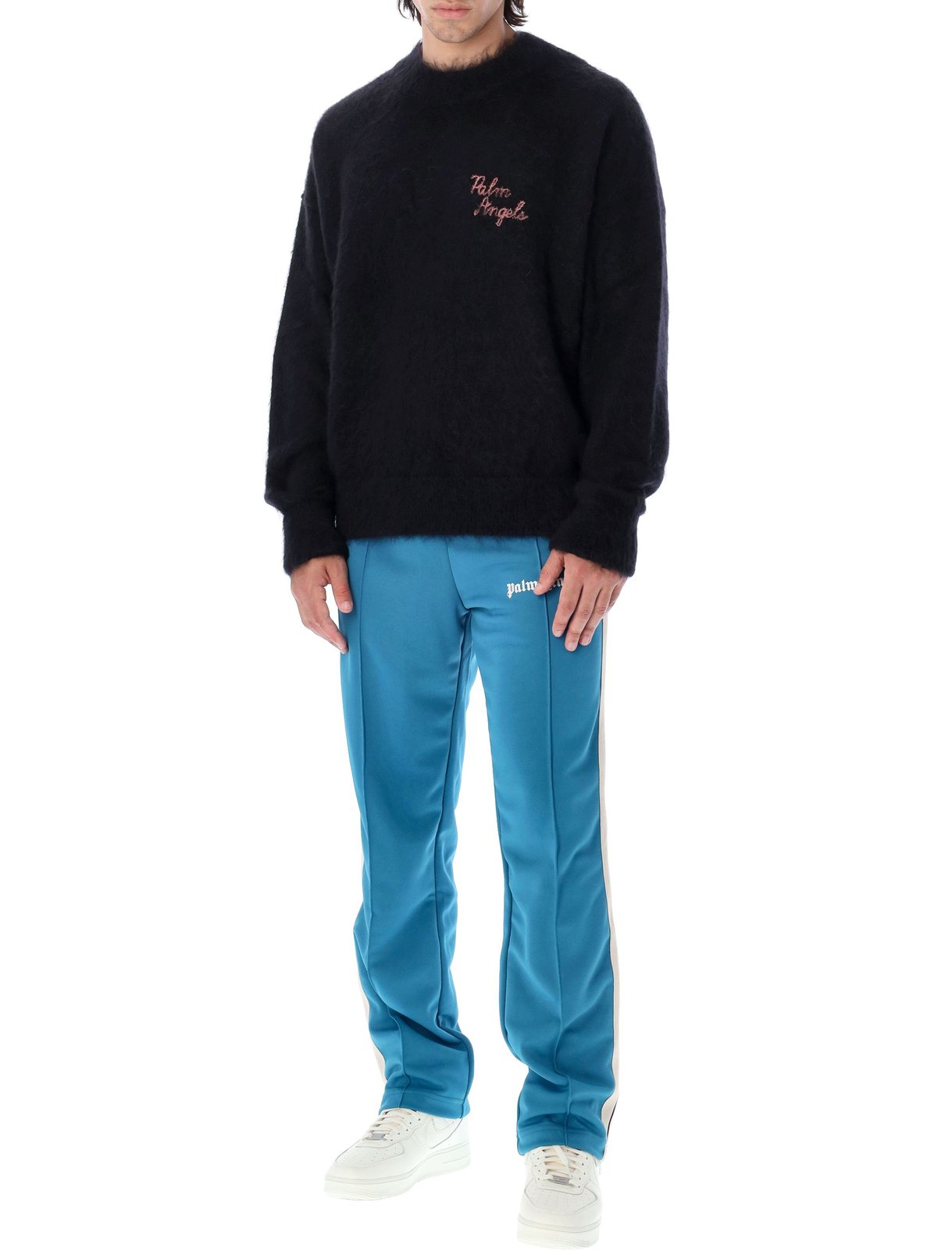 Palm Angels ロゴ インターシャ クルーネック ジャンパー