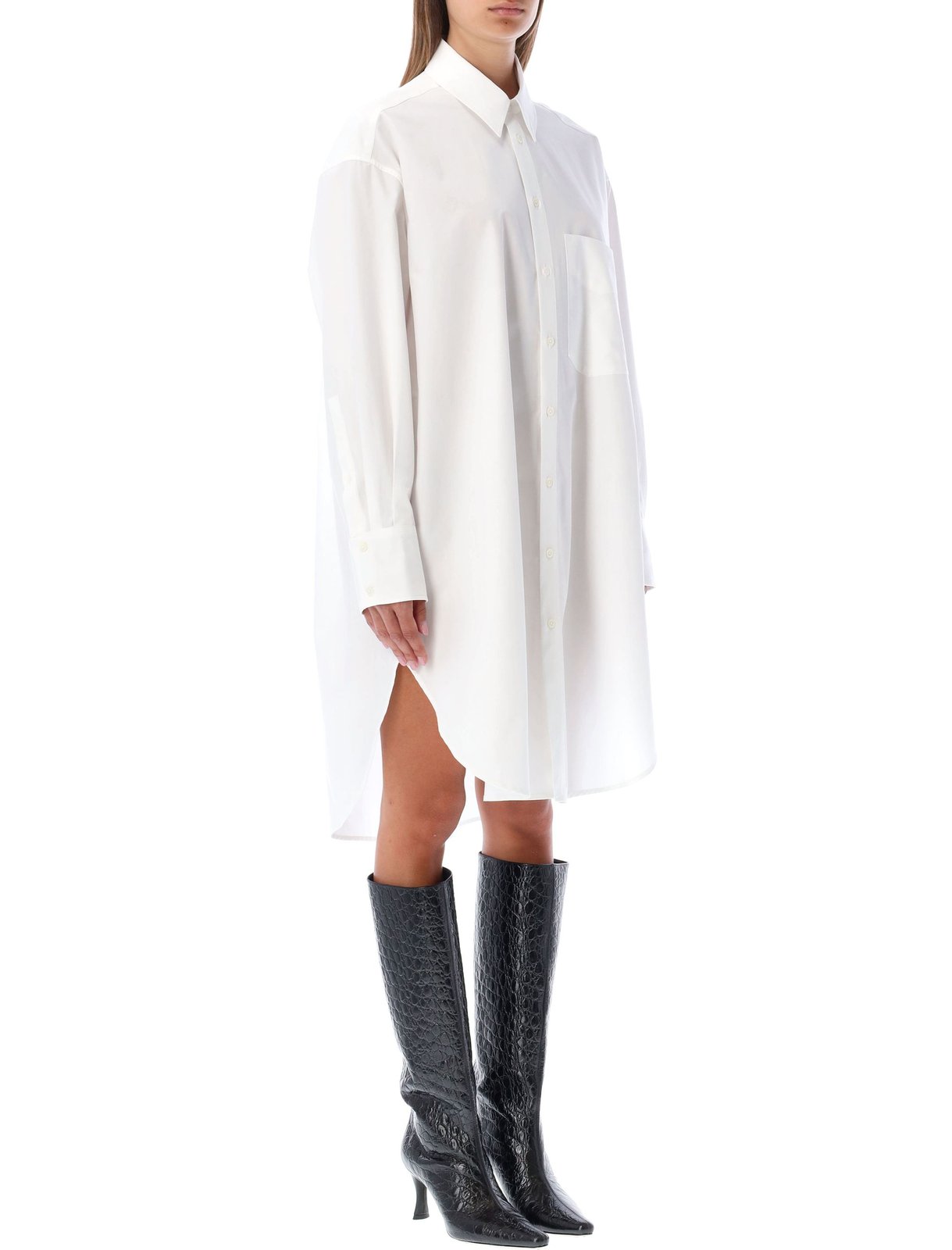 Palm Angels 標誌綴飾長袖襯衫裙