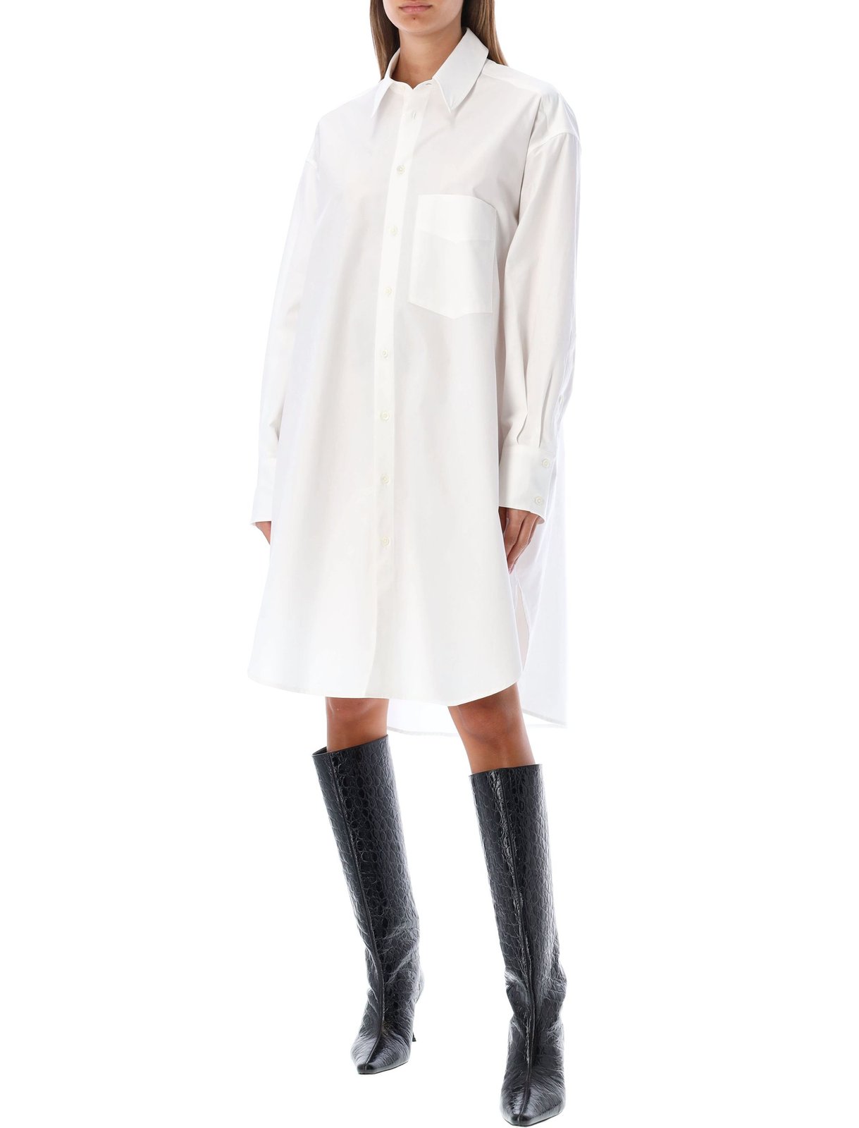 Palm Angels 標誌綴飾長袖襯衫裙