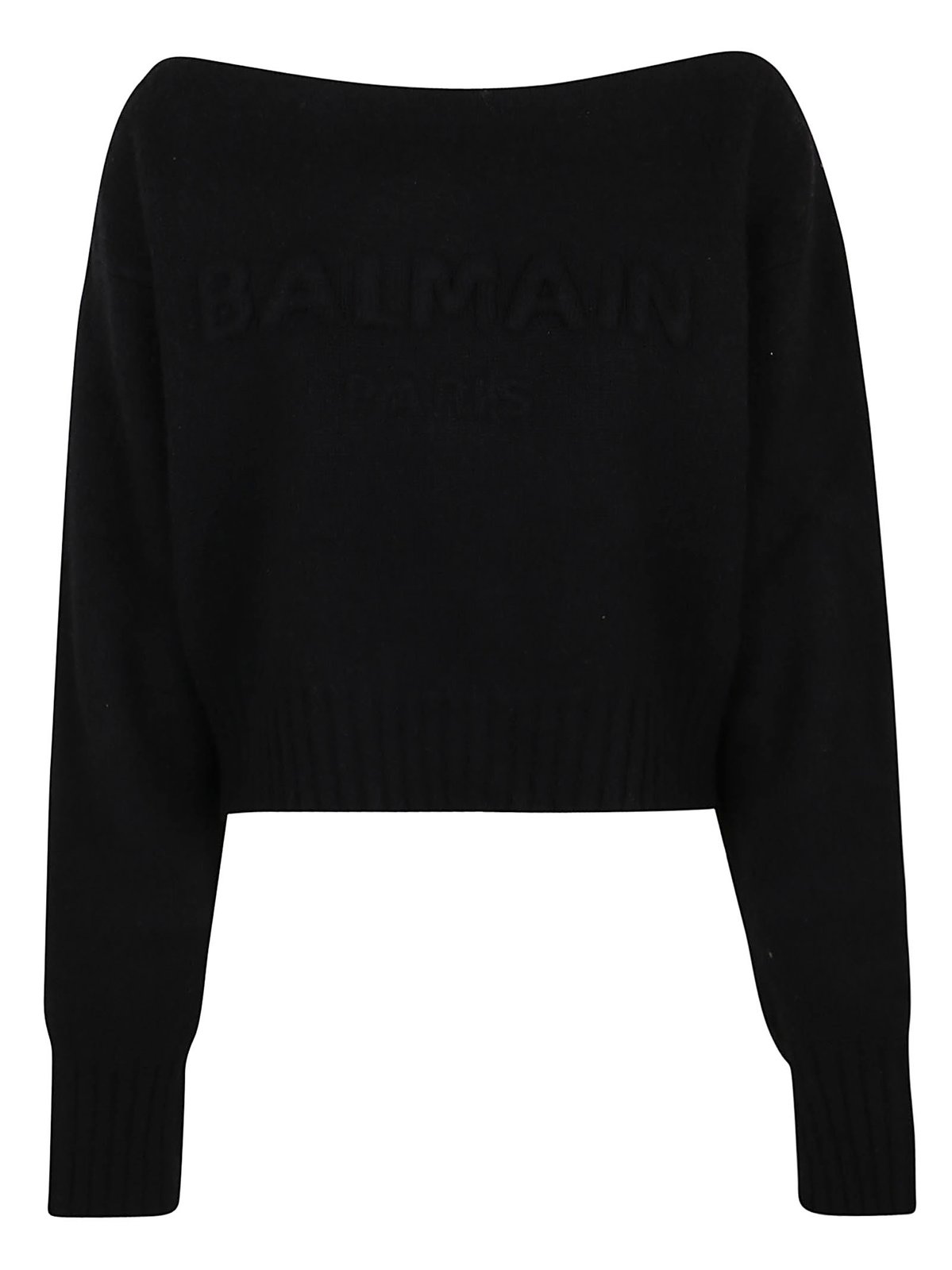 Balmain Slash-Neck Fine Knit Jumper